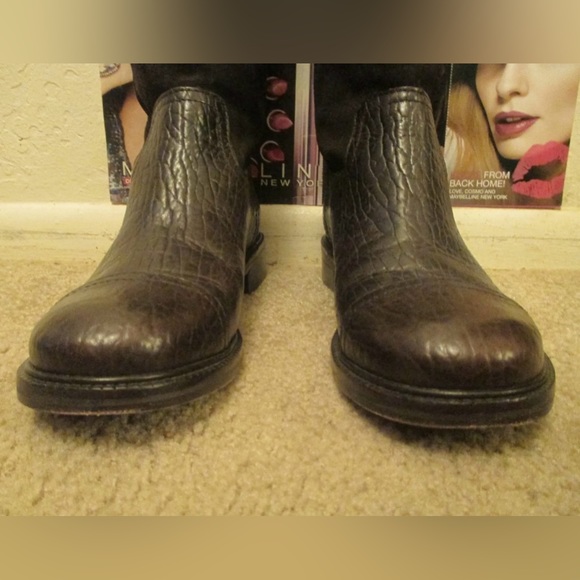 HOT Tory Burch Corey Brown Logo Suede & Textured Leather Mid-calf Boots $500+! - Picture 10 of 12